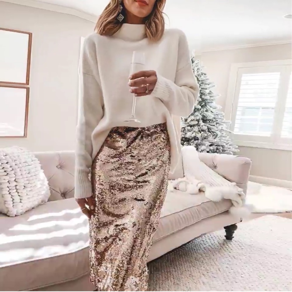 Gold sequin skirt
